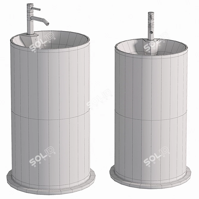 Modern Free-Standing Glossy White Sink 3D model image 2