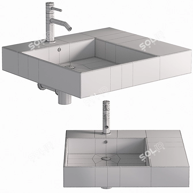 Modern Ceramic Vessel Sink Counter 3D model image 2
