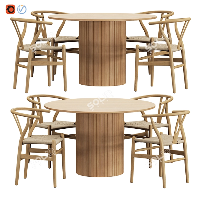 Wooden Hill Table & Vish Chair 3D model image 6