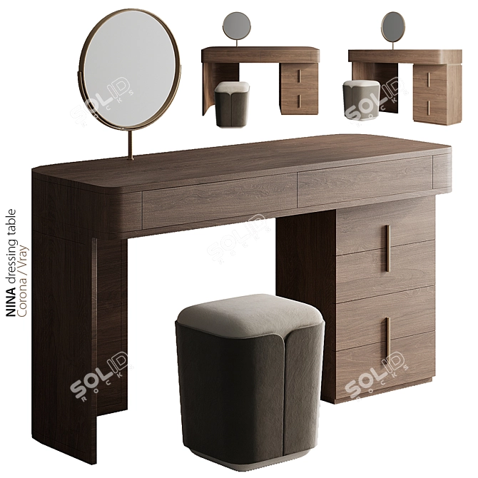 Elegant Nina Dressing Table 3D model image 1