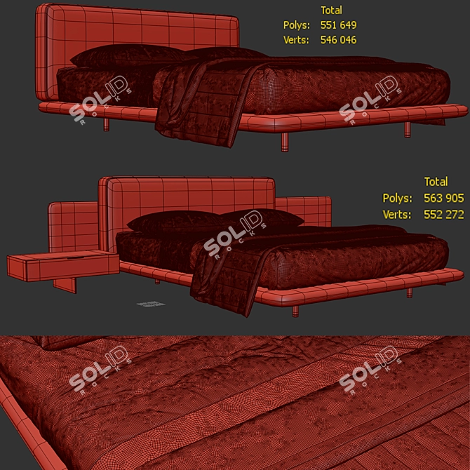 Modern Horizonte Bed by Minotti 3D model image 4