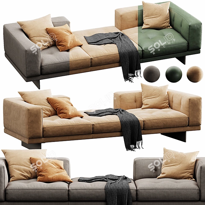 Modern Minotti Dylan Velvet Leather 3D model image 1