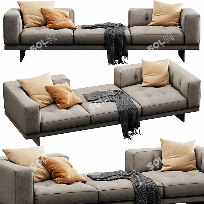 Modern Minotti Dylan Velvet Leather 3D model image 3