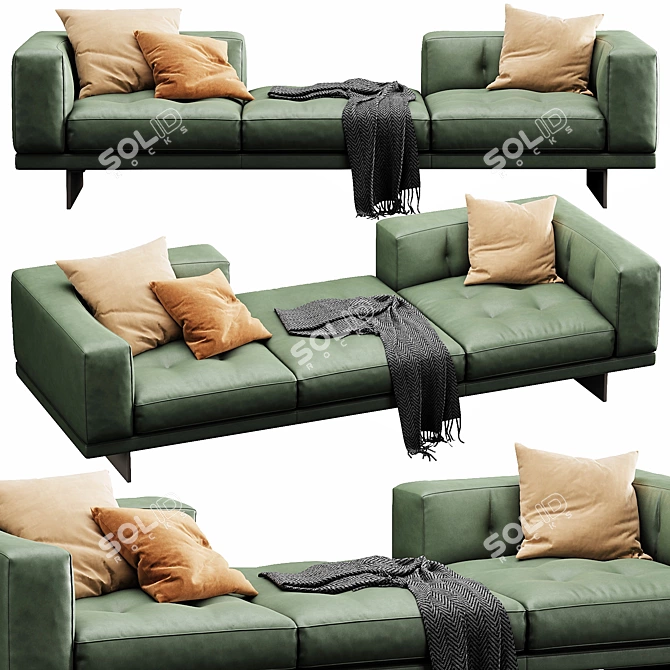 Modern Minotti Dylan Velvet Leather 3D model image 5