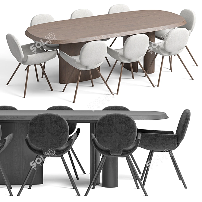 Sleek Modern Chair & Table 3D model image 1