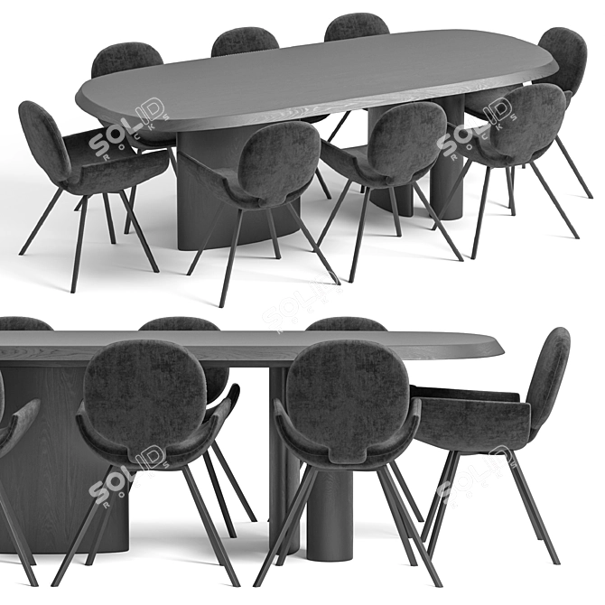 Sleek Modern Chair & Table 3D model image 2