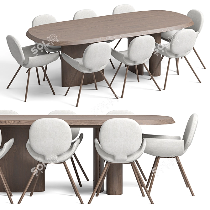 Sleek Modern Chair & Table 3D model image 3