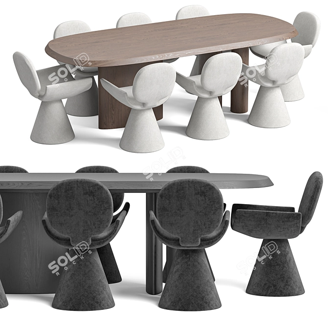 Modern Youpi Chair And Padiglioni Table 3D model image 1