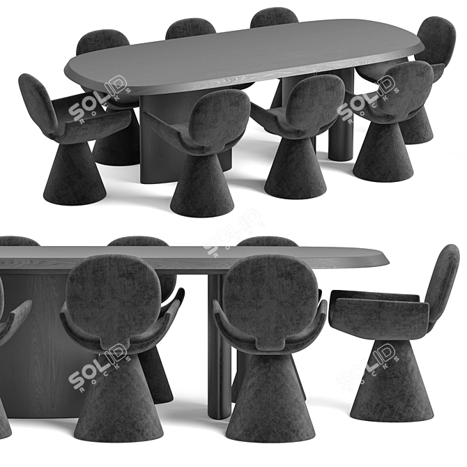 Modern Youpi Chair And Padiglioni Table 3D model image 2