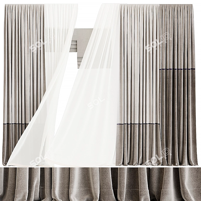 Russian Style Curtain 22 3D model image 1