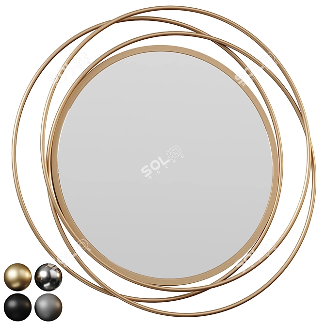 Modern Round Glass Wall Mirror 3D model image 1