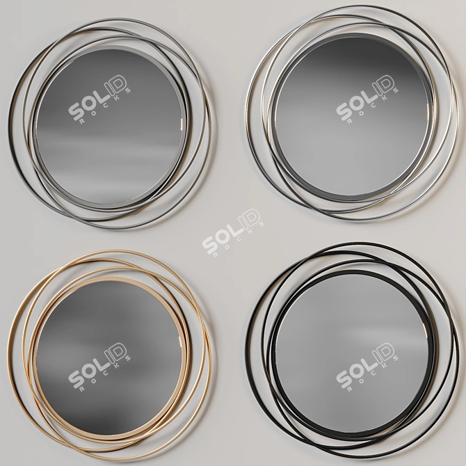 Modern Round Glass Wall Mirror 3D model image 3