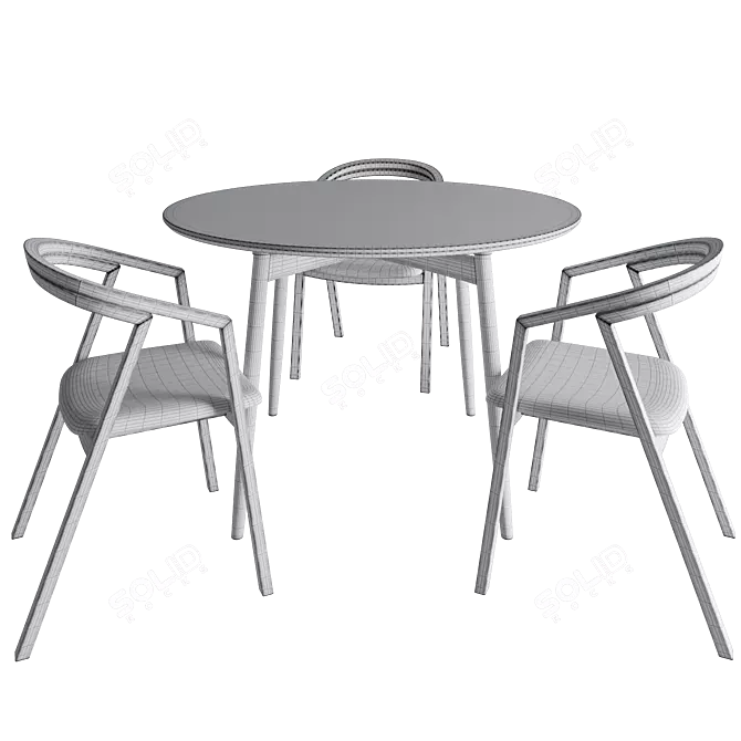 Modern Dining Table and Chair 3D model image 5