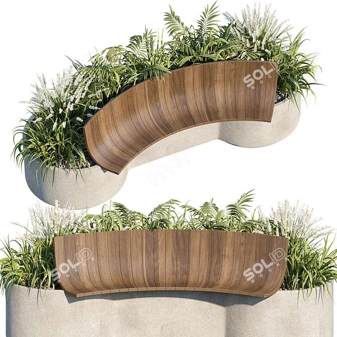 Urban Furniture 03 Bench Plants 3D model image 1