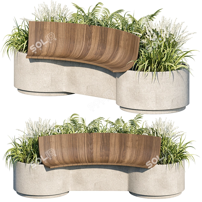 Urban Furniture 03 Bench Plants 3D model image 2