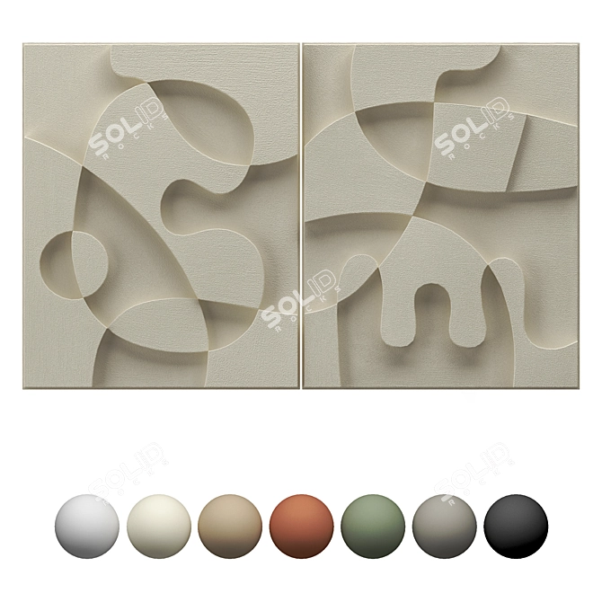 Textured Wall Panels Duo Set 3D model image 1