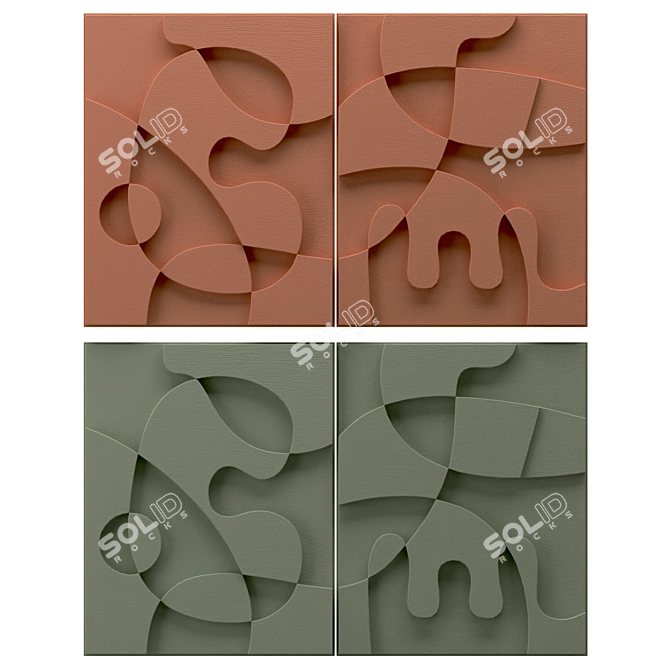 Textured Wall Panels Duo Set 3D model image 4