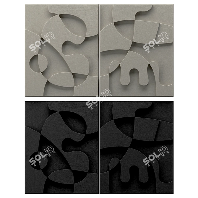 Textured Wall Panels Duo Set 3D model image 5