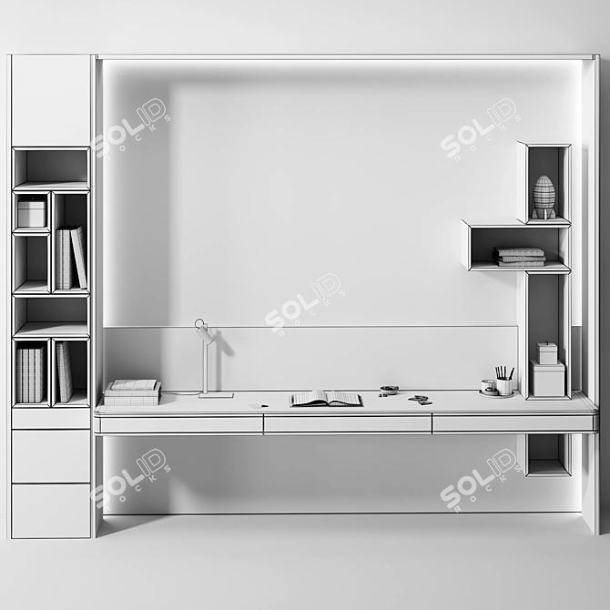 Workspace Shelf for Kids Room 3D model image 6