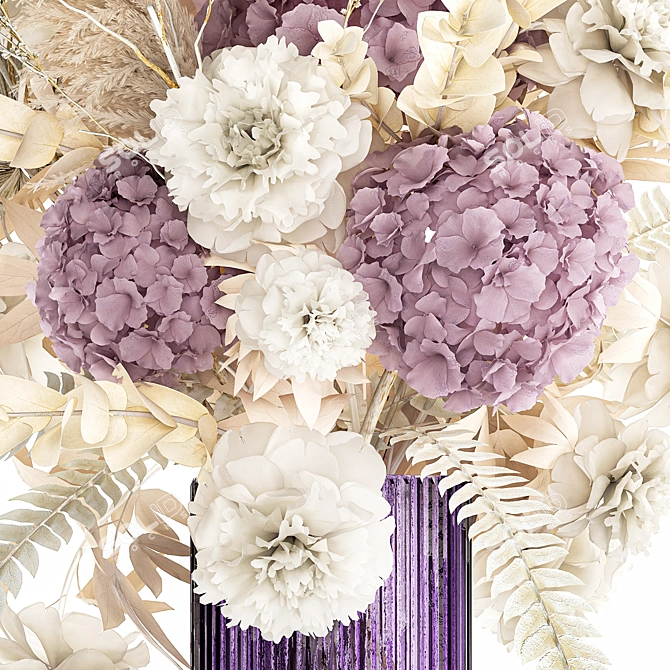 Pampas & Hydrangea Bouquet Set 3D model image 5