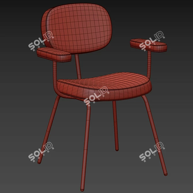 Modern Armchair with Armrests & Colorful Textile 3D model image 6