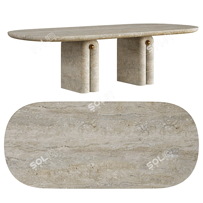 Elegant Pearl Dining Table 3D model image 2