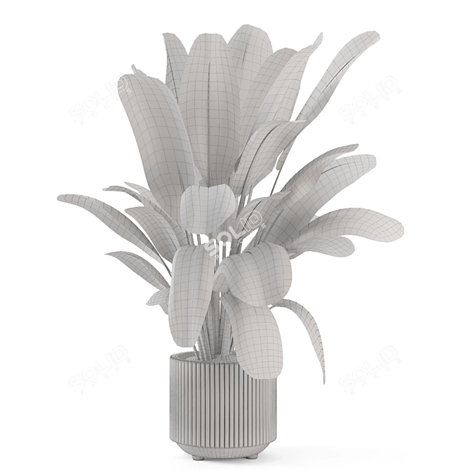 Handmade Stone Pots with Indoor Plants 3D model image 5