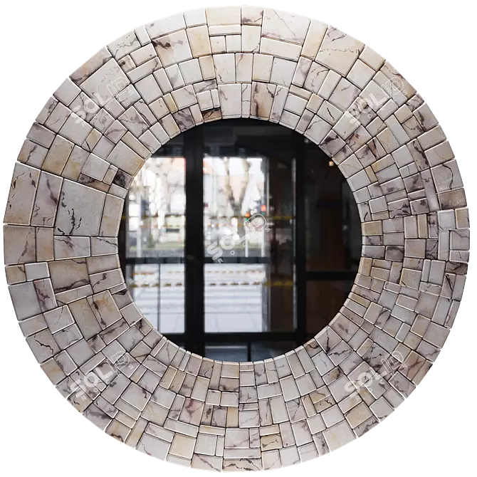 Round Marble Wall Mirror Beauty 3D model image 1