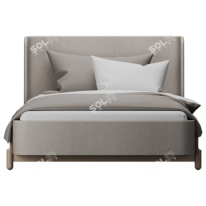 Ellipse Basic Bed 90*200 Beige 3D model image 2