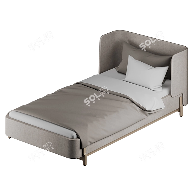 Ellipse Basic Bed 90*200 Beige 3D model image 6