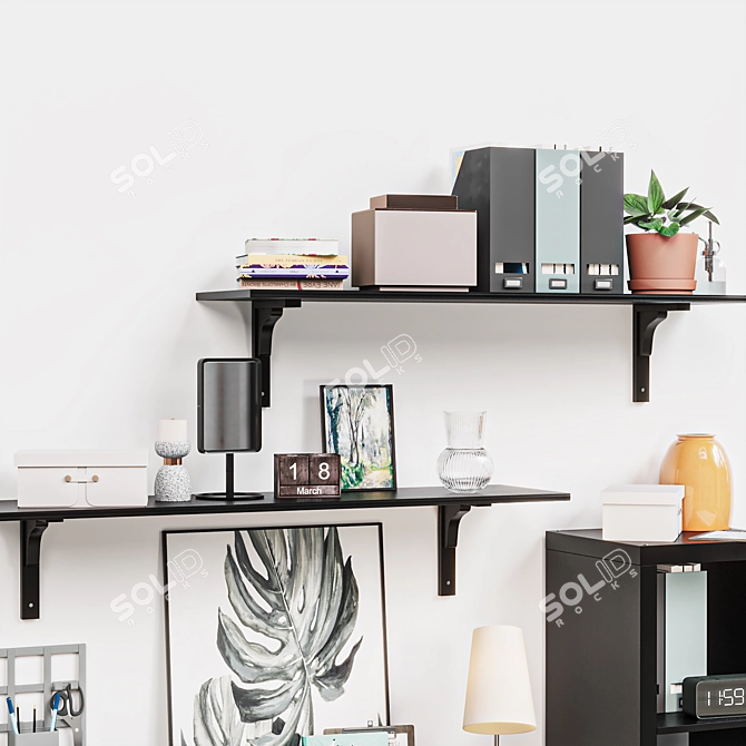 Modern Workspace Furniture Set 3D model image 4