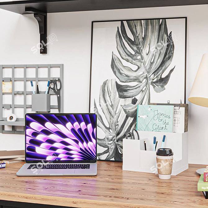 Modern Workspace Furniture Set 3D model image 5