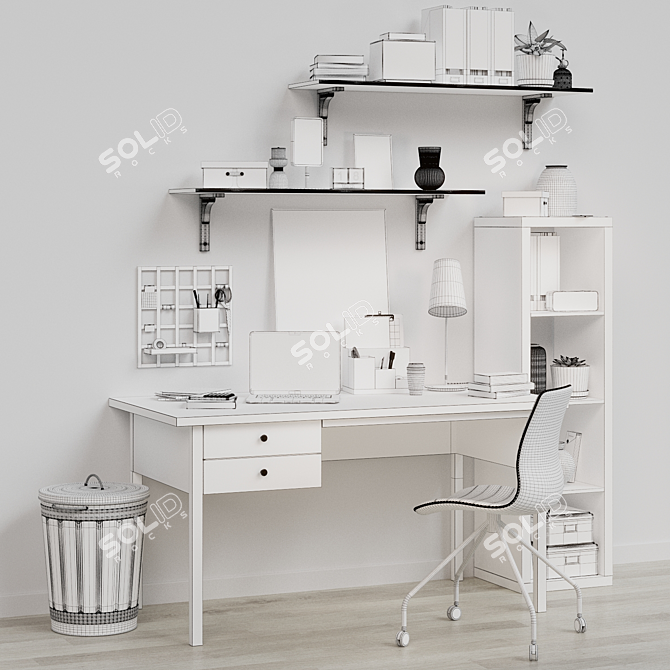 Modern Workspace Furniture Set 3D model image 7