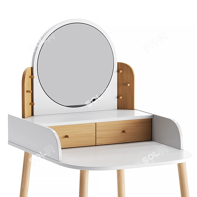 Modern Vanity Set with Stool 3D model image 3