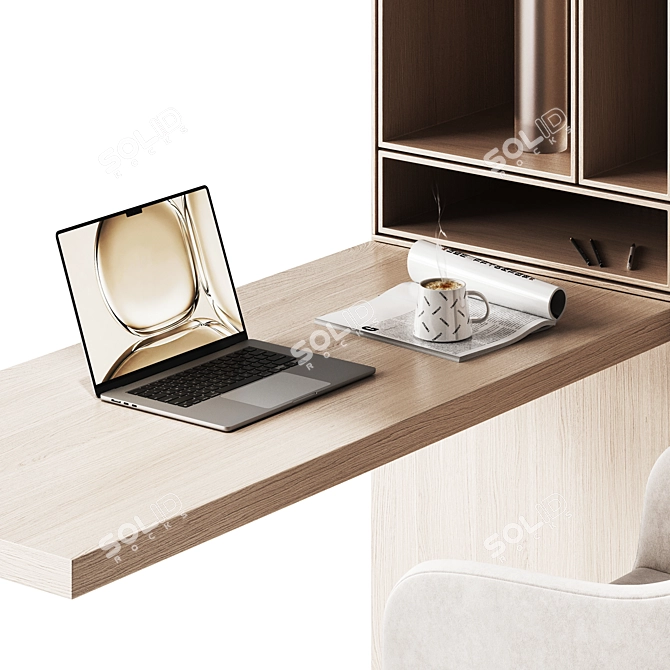 Modern Office Workspace Furniture Set 3D model image 2