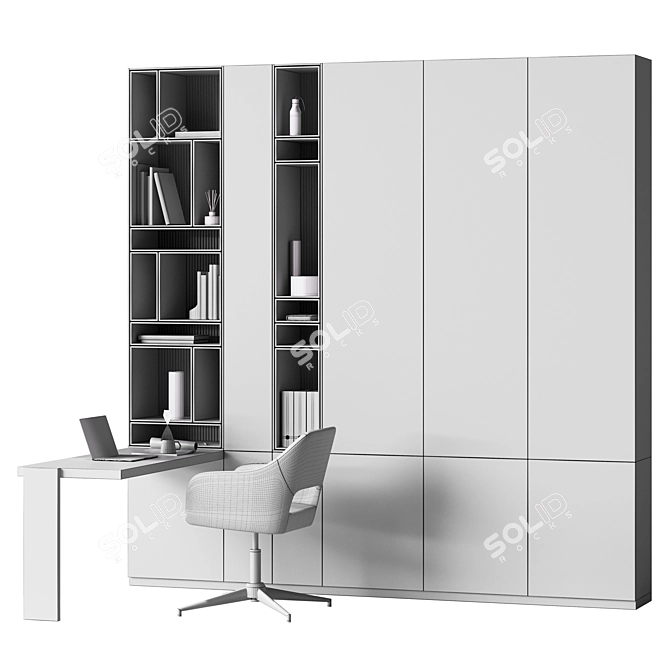 Modern Office Workspace Furniture Set 3D model image 4