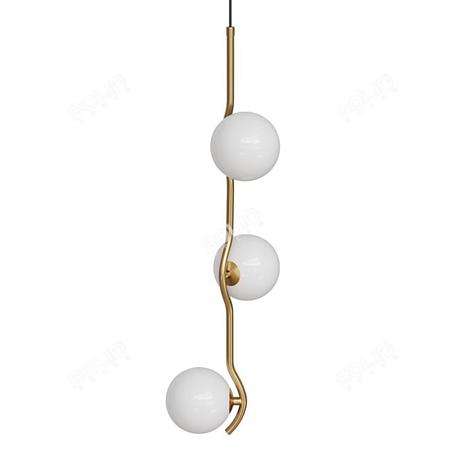 Modern Pendant Lamp with Three Spherical Shades 3D model image 3