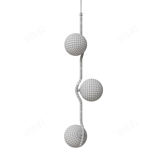 Modern Pendant Lamp with Three Spherical Shades 3D model image 4