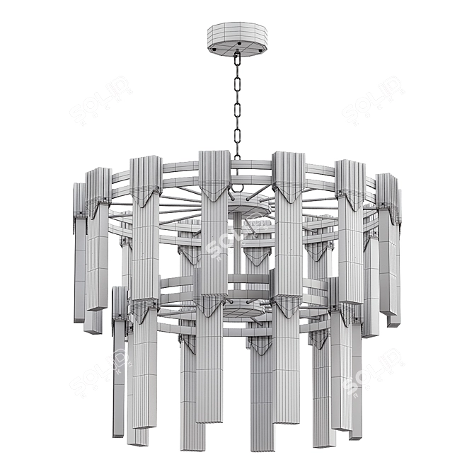 Crystal Rectangles Gold Chandelier 3D model image 2