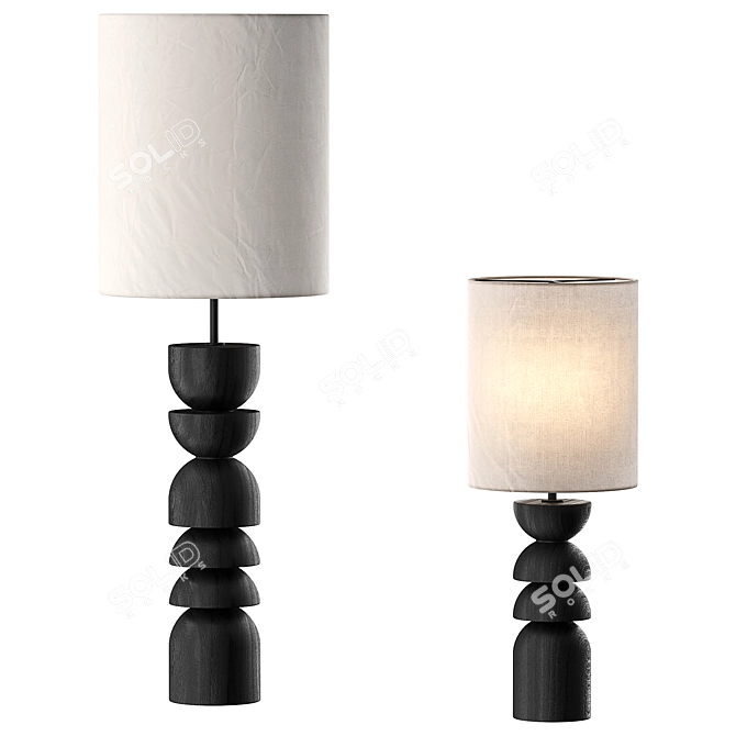 Aska Charred Wood Table Lamp 3D model image 1