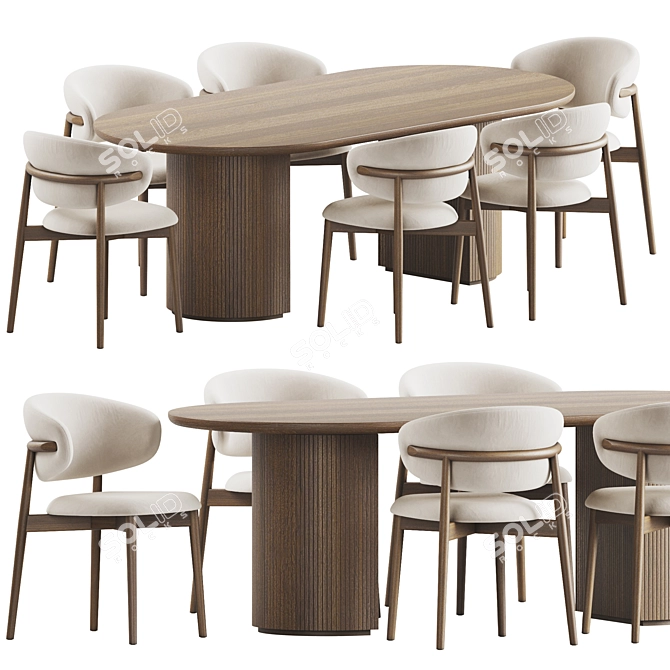 Modern Dining Chair Set 242 3D model image 2