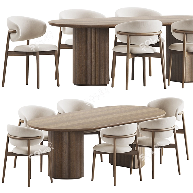 Modern Dining Chair Set 242 3D model image 3