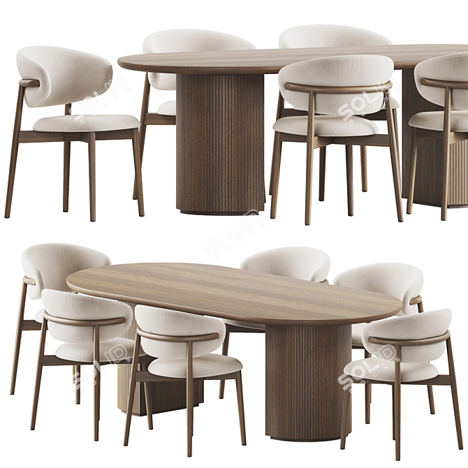 Modern Dining Chair Set 242 3D model image 4