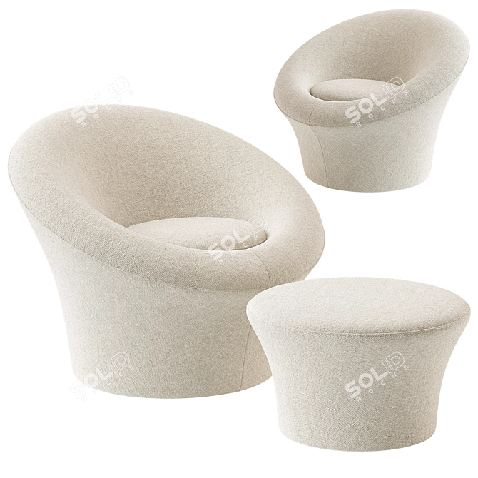 Modern Mushroom Lounge Set Ottoman 3D model image 2