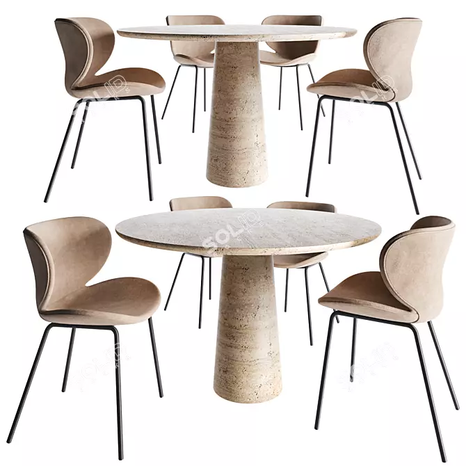 Modern Dining Set Render Bundle 3D model image 1