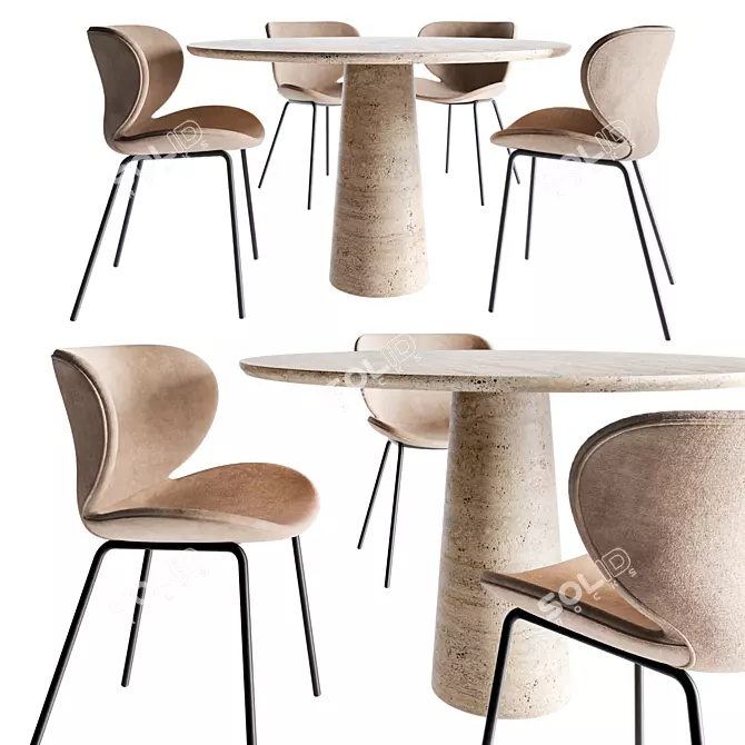 Modern Dining Set Render Bundle 3D model image 2
