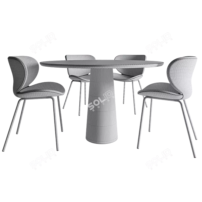 Modern Dining Set Render Bundle 3D model image 3