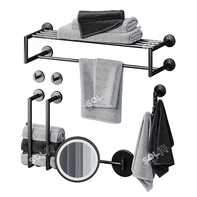 Bemeta Dark Bathroom Accessories Set 3D model image 1