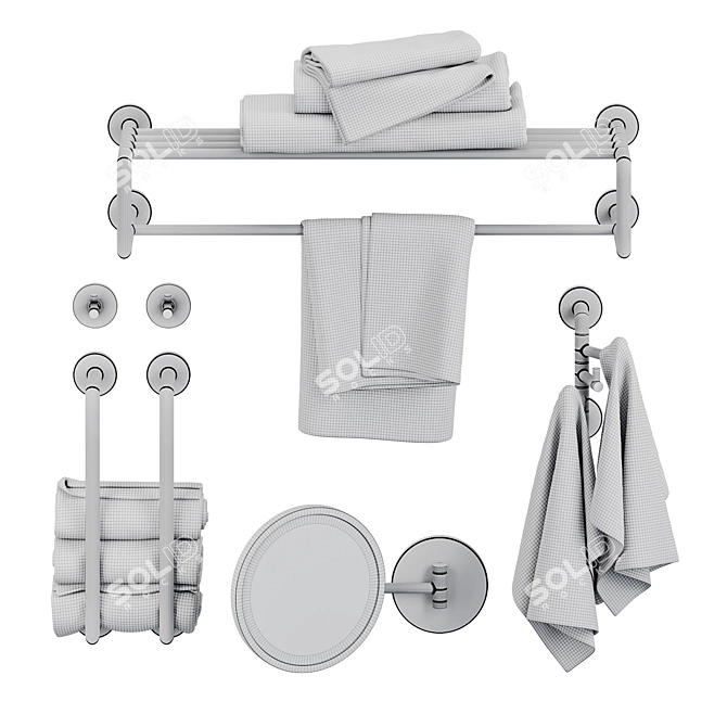 Bemeta Dark Bathroom Accessories Set 3D model image 4