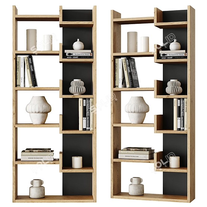 Modern Oak Bookcase by Leve Home 3D model image 1
